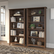 Bush Furniture Salinas Tall 5 Shelf Bookcase- Set of 2 Ash Brown - SAL036ABR