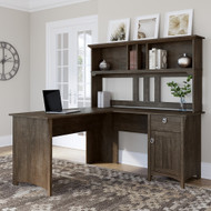 Bush Furniture Salinas 60W L Shaped Desk with Hutch Ash Brown - SAL004ABR
