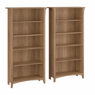 Bush Furniture Salinas Tall 5 Shelf Bookcase - Set of 2 Reclaimed Pine - SAL036RCP