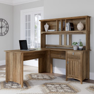Bush Furniture Salinas 60W L Shaped Desk with Hutch Reclaimed Pine - SAL004RCP