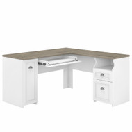 Bush Furniture Fairview L-Shaped Desk in Pure White and Shiplap Gray - WC53630-03K