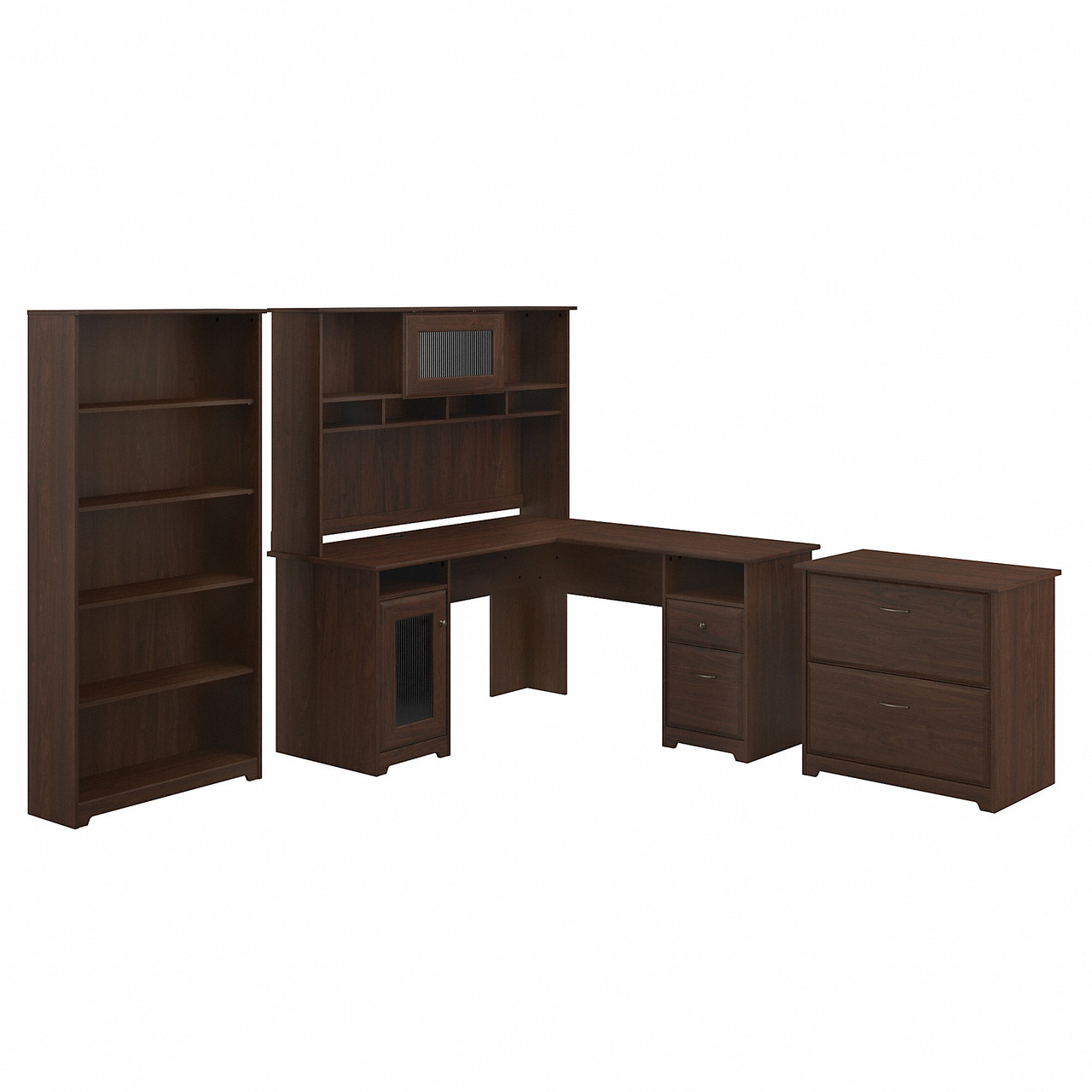 Bush Cabot Collection LShaped Desk 60" Package Modern Walnut CAB010MW