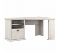 Bush Furniture Yorktown 60W Corner Desk with Storage in Linen White Oak - WC40415-03