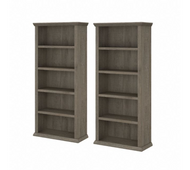 Bush Furniture Yorktown Tall 5 Shelf Bookcase Set of 2 in Restored Gray - YRK012RTG