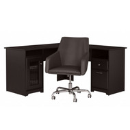 Bush Cabot Collection L-Shaped Desk with Chair Package Espresso Oak - CAB059EPO