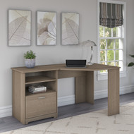 Bush Furniture Cabot 60W Corner Desk with Storage in Ash Gray - WC31215K