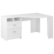 Bush Furniture Wheaton 60W Reversible Corner Desk with Storage in Pure White - MY72113-03