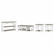 Bush Furniture Key West Coffee Table with Console Table and Set of 2 End Tables Shiplap Gray/Pure White- KWS024G2W