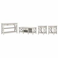 Key West Coffee Table with Console Table and Set of 2 End Tables Linen White Oak - KWS024LW