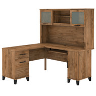 Bush Furniture Somerset 60W L Shaped Desk with Hutch Fresh Walnut - SET002FW