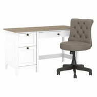 Mayfield 54W Computer Desk with Drawers and Mid Back Tufted Chair Shiplap Gray - MAY021GW2