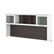 Bush Furniture Somerset 72W Desk Hutch in White and Storm Gray - WC81011