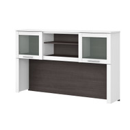 Bush Furniture Somerset 60W Desk Hutch in White and Storm Gray - WC81031