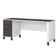 Bush Furniture Somerset 72W Office Desk with Drawers in White and Storm Gray - WC81072