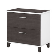 Bush Furniture Somerset 2 Drawer Lateral File Cabinet in White and Storm Gray - WC81080