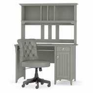 Bush Furniture Salinas 48W Computer Desk With Hutch and Mid Back Tufted Office Chair Cape Code Gray - SAL012CG