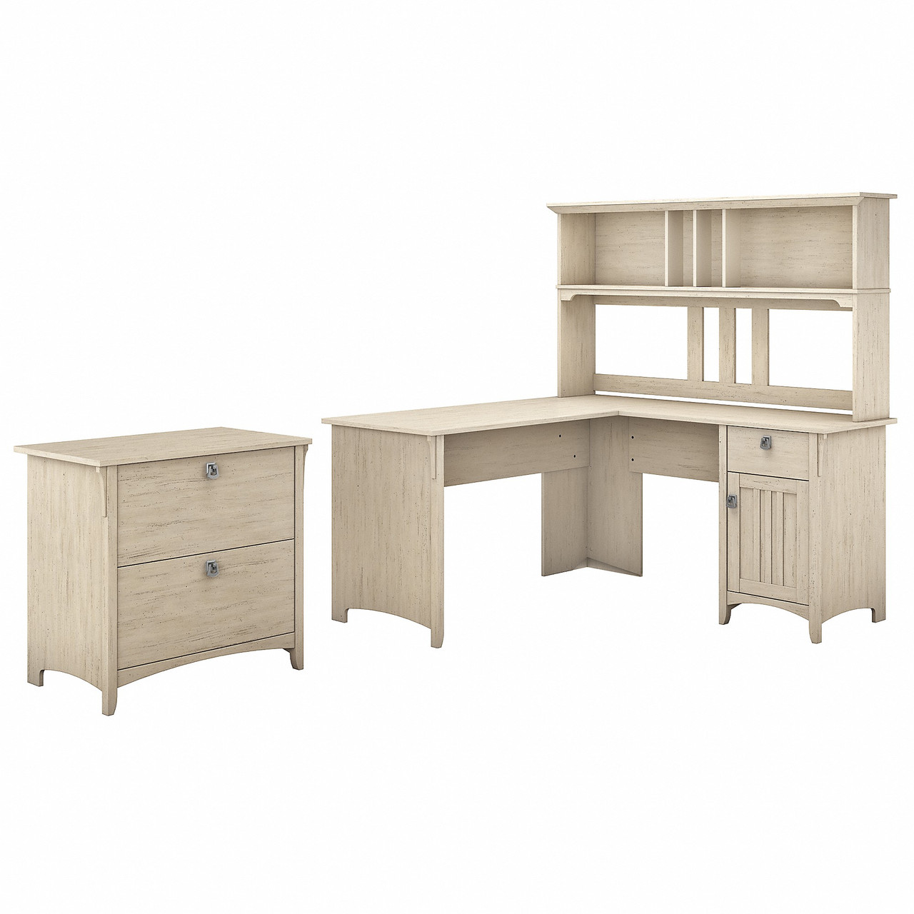 Bush Furniture Salinas 60W L Shaped Desk with Hutch and Lateral File