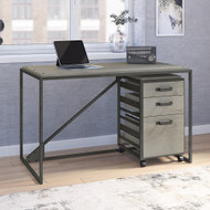 Bush Furniture Refinery 50W Industrial Desk with 3 Drawer Mobile File Cabinet in Cottage White - RFY006CWH