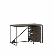 Bush Furniture Refinery 50W Industrial Desk with 3 Drawer Mobile File Cabinet in Dark Gray Hickory - RFY006GH