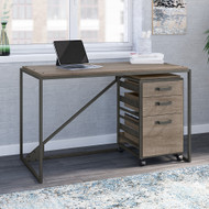 Bush Furniture Refinery 50W Industrial Desk with 3 Drawer Mobile File Cabinet in Restored Gray - RFY006RTG