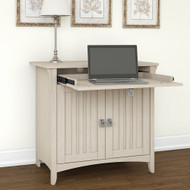 Bush Furniture Salinas Secretary Desk with Keyboard Tray and Storage Cabinet in Antique White - SAS432AW-03