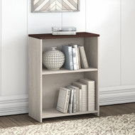 Bush Furniture Townhill 2 Shelf Bookcase in Washed Gray and Madison Cherry - TNB124WM2-03