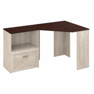 Bush Furniture Townhill Corner Desk with File Cabinet in Washed Gray and Madison Cherry - TNH001WM2