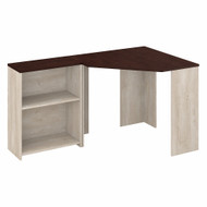 Bush Furniture Townhill Corner Desk with Bookcase in Washed Gray and Madison Cherry - TNH002WM2