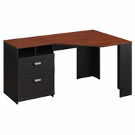 Bush Furniture Wheaton 60W Reversible Corner Desk with Storage in Antique Black and Hansen Cherry - MY72713A-03