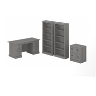 Bush Saratoga Collection Executive Desk with File Cabinet and Bookcase Set Modern Gray - SAR001MG