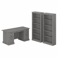 Bush Saratoga Collection Executive Desk and Bookcase Set Modern Gray - SAR003MG