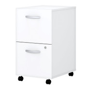 Bush Business Furniture Easy Office 2 Drawer Mobile File Cabinet - Assembled White - EO108WHSU