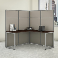 Bush Business Furniture Easy Office 60W 2 Person Desk with 66H Cubicle Panel and File Cabinets Pure White - EODH46SWH-03K