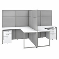 Bush Business Furniture Easy Office 60W 2 Person L Desk with 66H Cubicle Panel and Drawer Pure White - EODH56SWH-03K