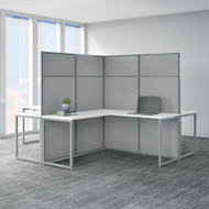 Bush Business Furniture Easy Office 60W 4 Person L Shaped Desk with 66H Cubicle Panel Pure White - EODH760WH-03K