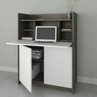 Nexera Chrono Secretary Desk, Bark Grey & White - 351648