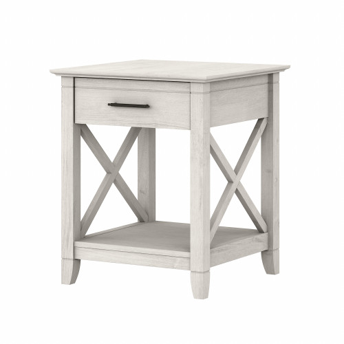 Bush Key West End Table with Storage Linen White Oak KWT120LW03 Free