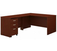 Bush Business Furniture Series C 60W L Shaped Desk with 3 Drawer Mobile File Cabinet in Mahogany - SRC146MASU