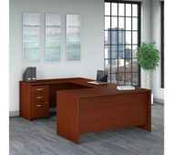 Bush Business Furniture Series C 60W U Shaped Desk with 3 Drawer Mobile File Cabinet in Mahogany - SRC148MASU