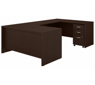 Bush Business Furniture Series C 60W U Shaped Desk with 3 Drawer Mobile File Cabinet in Mocha Cherry - SRC148MRSU