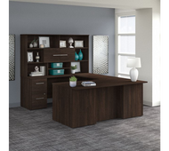 Bush Business Furniture Office 500 72W U Shaped Executive Desk with Drawers and Hutch in Black Walnut - OF5003BWSU