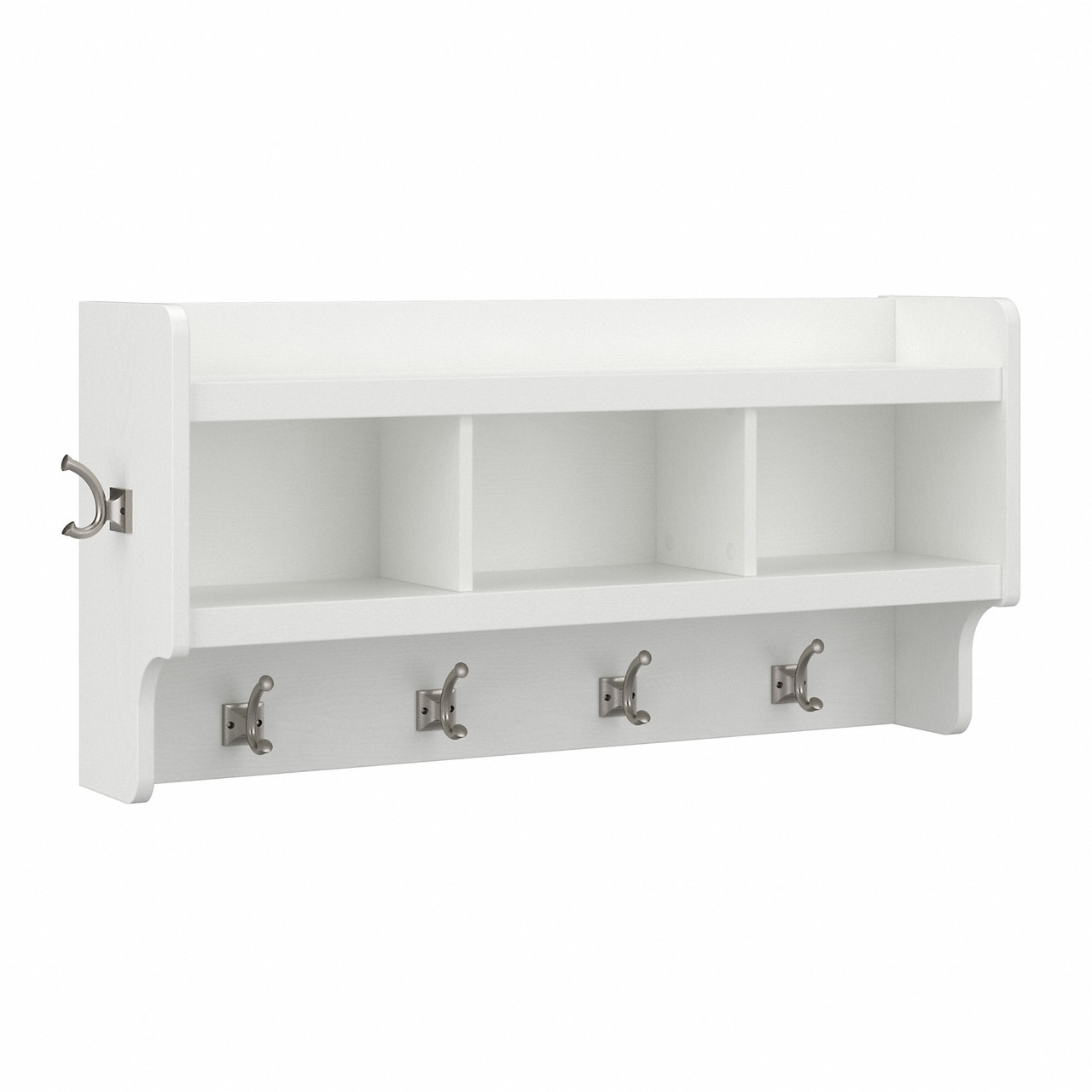 Kathy Ireland® Home by Bush Furniture Woodland 40W Wall Mounted Coat Rack  with Shelf in White Ash - WDH340WAS-03 Free Shipping!
