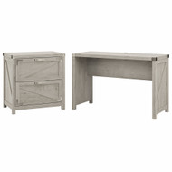 Kathy Ireland Bush Furniture Cottage Grove 48W Farmhouse Writing Desk w Lateral File Cottage White - CGR001CWH