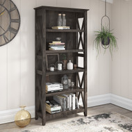 Bush Furniture Key West Tall 5 Shelf Bookcase in Dark Gray Hickory - KWB132GH-03