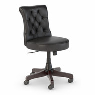 Bush Furniture Key West Mid Back Tufted Office Chair in Black Leather - KWS019BL