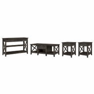 Bush Furniture Key West Coffee Table with Console Table and Set of 2 End Tables in Dark Gray Hickory - KWS024GH