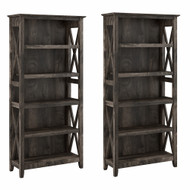 Bush Furniture Key West 5 Shelf Bookcase Set in Dark Gray Hickory - KWS046GH