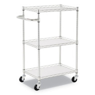Alera 3-Shelf Wire Rolling Cart with Liners Silver - ALESW322416SR