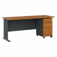 Bush Series A Corner Desk with 3 Drawer Mobile Pedestal Natural Cherry - SRA041NCSU