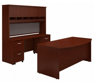 Bush Series C 72W Bow Front Desk with Credenza, Hutch and Storage - SRC082MASU